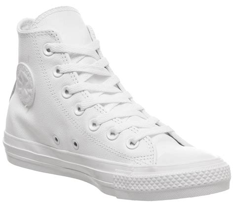 all white high top converse.